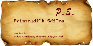 Prisznyák Sára névjegykártya
