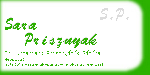 sara prisznyak business card
